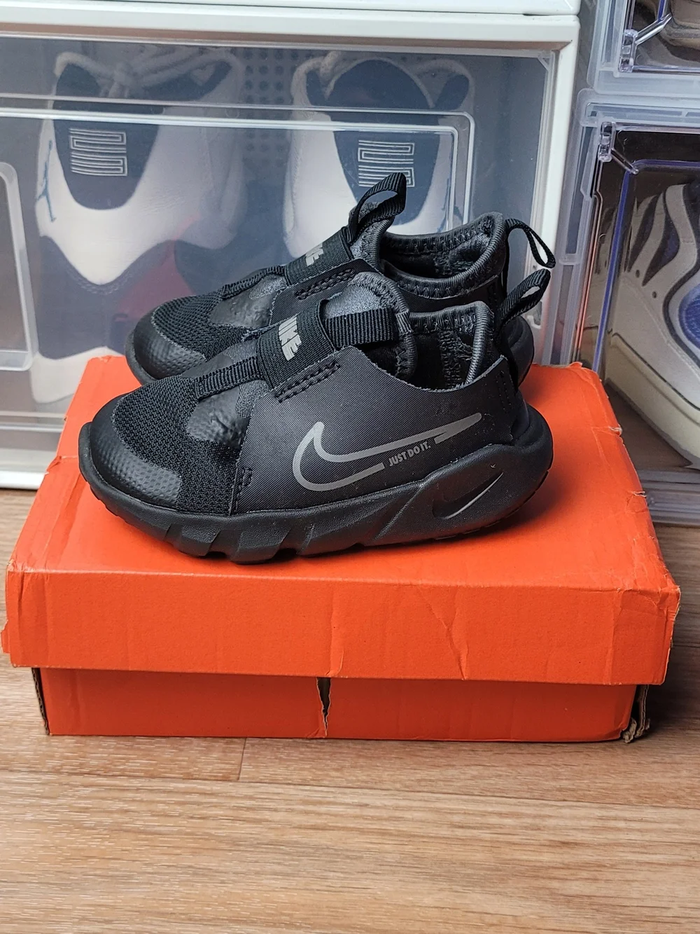 Toddler's Nike Flex Runner 2 Black/Flat Pewter-Anthracite DJ6039 001 Size 6c